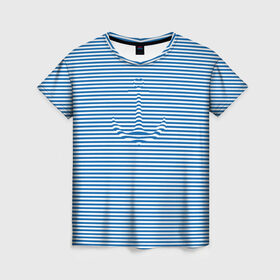 Женская футболка 3D с принтом Тельняшка Якорь в Новосибирске, 100% полиэфир ( синтетическое хлопкоподобное полотно) | прямой крой, круглый вырез горловины, длина до линии бедер | anchor | marine | original | vest | дизайнерская | морская | оригинальная | полоска | тельняшка | якорь