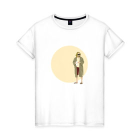 Женская футболка хлопок с принтом Большой Лебовски в Новосибирске, 100% хлопок | прямой крой, круглый вырез горловины, длина до линии бедер, слегка спущенное плечо | the big lebowski | большой лебовски | джефф бриджес
