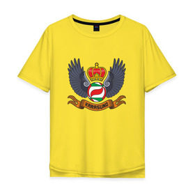 Мужская футболка хлопок Oversize с принтом Haikyuu!! Волейбол!! в Новосибирске, 100% хлопок | свободный крой, круглый ворот, “спинка” длиннее передней части | emblem | haikyuu | karasuno | волейбол | вороны | карасуно | корона | крылья | эмблема