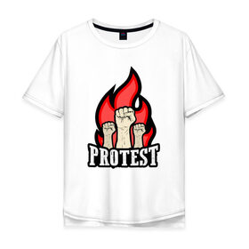 Мужская футболка хлопок Oversize с принтом Протест в Новосибирске, 100% хлопок | свободный крой, круглый ворот, “спинка” длиннее передней части | борьба | кулаки | пламя | протест | революция
