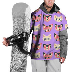 Накидка на куртку 3D с принтом Cat and Panda в Новосибирске, 100% полиэстер |  | animal | cat | cute | kitty | meow | pattern | pet | животное | кот | котенок | котики | мяу | паттерн