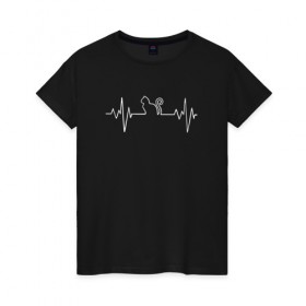 Женская футболка хлопок с принтом HeartbeatCat в Новосибирске, 100% хлопок | прямой крой, круглый вырез горловины, длина до линии бедер, слегка спущенное плечо | animal | cat | cute | heart | kitty | meow | pet | животное | кот | котенок | котики | мяу | сердце