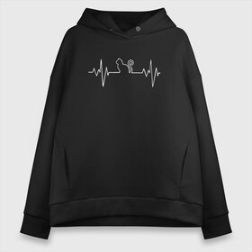 Женское худи Oversize хлопок с принтом HeartbeatCat в Новосибирске, френч-терри — 70% хлопок, 30% полиэстер. Мягкий теплый начес внутри —100% хлопок | боковые карманы, эластичные манжеты и нижняя кромка, капюшон на магнитной кнопке | animal | cat | cute | heart | kitty | meow | pet | животное | кот | котенок | котики | мяу | сердце