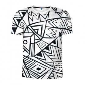 Мужская футболка 3D спортивная с принтом Boho Style 1 в Новосибирске, 100% полиэстер с улучшенными характеристиками | приталенный силуэт, круглая горловина, широкие плечи, сужается к линии бедра | абстракция | арт | линии | рисунок | узор | фигуры | этника