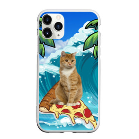 Чехол для iPhone 11 Pro Max матовый с принтом Сёрфинг на Пицце в Новосибирске, Силикон |  | Тематика изображения на принте: cat | palm | pizza | surfing | wave | волна | животное | кот | пальмы | пицца | серфинг