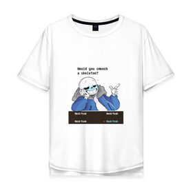 Мужская футболка хлопок Oversize с принтом Sans в Новосибирске, 100% хлопок | свободный крой, круглый ворот, “спинка” длиннее передней части | sans | андертейл | подземелье | санс