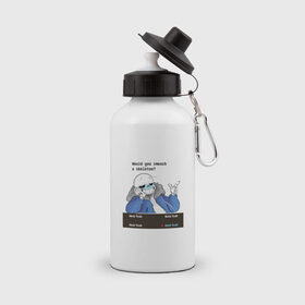 Бутылка спортивная с принтом Sans в Новосибирске, металл | емкость — 500 мл, в комплекте две пластиковые крышки и карабин для крепления | sans | андертейл | подземелье | санс