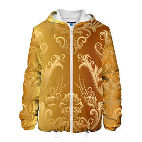 Мужская куртка 3D с принтом GOLD #8 в Новосибирске, ткань верха — 100% полиэстер, подклад — флис | прямой крой, подол и капюшон оформлены резинкой с фиксаторами, два кармана без застежек по бокам, один большой потайной карман на груди. Карман на груди застегивается на липучку | abstract | geometry | gold | ornament | pattern | texture | абстракция | геометрия | золото | золотой узор | орнамент | паттерн | текстура | узор