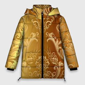 Женская зимняя куртка 3D с принтом ЗОЛОТОЙ УЗОР в Новосибирске, верх — 100% полиэстер; подкладка — 100% полиэстер; утеплитель — 100% полиэстер | длина ниже бедра, силуэт Оверсайз. Есть воротник-стойка, отстегивающийся капюшон и ветрозащитная планка. 

Боковые карманы с листочкой на кнопках и внутренний карман на молнии | abstract | geometry | gold | ornament | pattern | texture | абстракция | геометрия | золото | золотой узор | орнамент | паттерн | текстура | узор