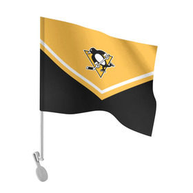 Флаг для автомобиля с принтом Pittsburgh Penguins (Форма 1) в Новосибирске, 100% полиэстер | Размер: 30*21 см | питтсбург пингвинз