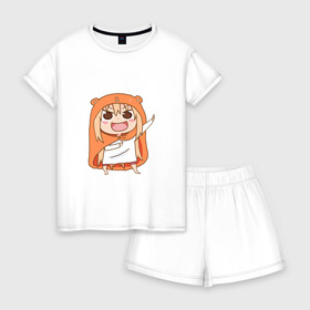 Женская пижама с шортиками хлопок с принтом Umaru Chan в Новосибирске, 100% хлопок | футболка прямого кроя, шорты свободные с широкой мягкой резинкой | anime | аниме | анимэ | умару