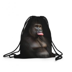 Рюкзак-мешок 3D с принтом Горилла в Новосибирске, 100% полиэстер | плотность ткани — 200 г/м2, размер — 35 х 45 см; лямки — толстые шнурки, застежка на шнуровке, без карманов и подкладки | горилла | животные | обезьяна | прикол | природа | смешно | юмор | язык