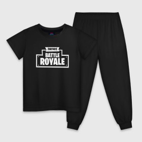 Детская пижама хлопок с принтом Fortnite Battle Royale Logo в Новосибирске, 100% хлопок |  брюки и футболка прямого кроя, без карманов, на брюках мягкая резинка на поясе и по низу штанин
 | 