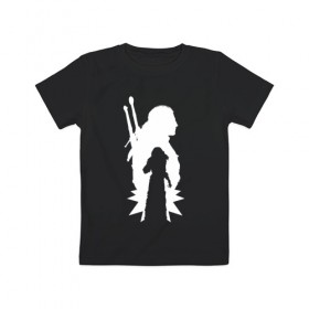Детская футболка хлопок с принтом Silhouette в Новосибирске, 100% хлопок | круглый вырез горловины, полуприлегающий силуэт, длина до линии бедер | gerald | wild hunt | witcher | wolf | ведьмак | волк | дикая охота