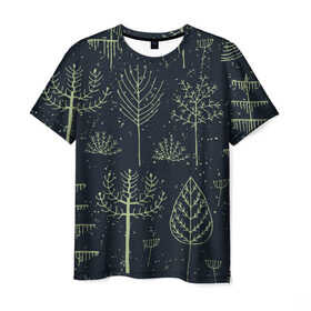 Мужская футболка 3D с принтом Загадочный лес в Новосибирске, 100% полиэфир | прямой крой, круглый вырез горловины, длина до линии бедер | Тематика изображения на принте: дерево | дуб | елка | животные | лес | мода | обитатели | прикольные | природа | сказка | тайна | яркие