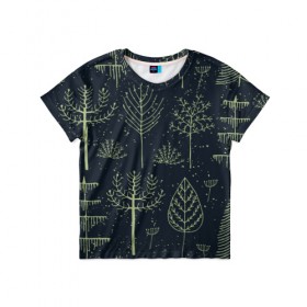 Детская футболка 3D с принтом Загадочный лес в Новосибирске, 100% гипоаллергенный полиэфир | прямой крой, круглый вырез горловины, длина до линии бедер, чуть спущенное плечо, ткань немного тянется | дерево | дуб | елка | животные | лес | мода | обитатели | прикольные | природа | сказка | тайна | яркие