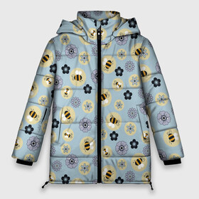 Женская зимняя куртка 3D с принтом Пчелки в Новосибирске, верх — 100% полиэстер; подкладка — 100% полиэстер; утеплитель — 100% полиэстер | длина ниже бедра, силуэт Оверсайз. Есть воротник-стойка, отстегивающийся капюшон и ветрозащитная планка. 

Боковые карманы с листочкой на кнопках и внутренний карман на молнии | пчелки | пчелы | цветы