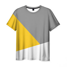 Мужская футболка 3D с принтом Серый, желтый, белый-идеальное сочетание! в Новосибирске, 100% полиэфир | прямой крой, круглый вырез горловины, длина до линии бедер | 