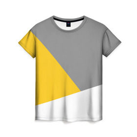 Женская футболка 3D с принтом Серый, желтый, белый-идеальное сочетание! в Новосибирске, 100% полиэфир ( синтетическое хлопкоподобное полотно) | прямой крой, круглый вырез горловины, длина до линии бедер | 