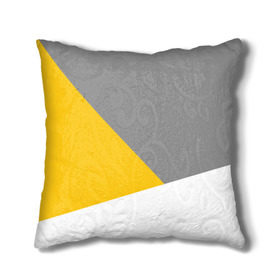 Подушка 3D с принтом Серый, желтый, белый-идеальное сочетание! в Новосибирске, наволочка – 100% полиэстер, наполнитель – холлофайбер (легкий наполнитель, не вызывает аллергию). | состоит из подушки и наволочки. Наволочка на молнии, легко снимается для стирки | 
