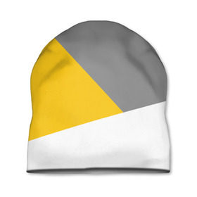 Шапка 3D с принтом Серый, желтый, белый-идеальное сочетание! в Новосибирске, 100% полиэстер | универсальный размер, печать по всей поверхности изделия | 