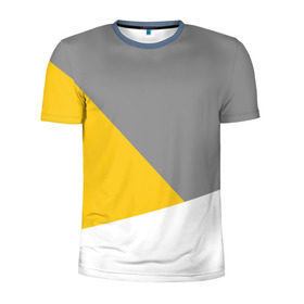 Мужская футболка 3D спортивная с принтом Серый, желтый, белый-идеальное сочетание! в Новосибирске, 100% полиэстер с улучшенными характеристиками | приталенный силуэт, круглая горловина, широкие плечи, сужается к линии бедра | 
