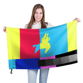 Флаг 3D с принтом Лама Фортнайт в Новосибирске, 100% полиэстер | плотность ткани — 95 г/м2, размер — 67 х 109 см. Принт наносится с одной стороны | battle royale | fortnite | lama | батл рояль | лама | фортнайт
