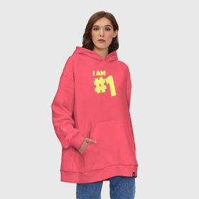 Худи SuperOversize хлопок с принтом I am 1 в Новосибирске, 70% хлопок, 30% полиэстер, мягкий начес внутри | карман-кенгуру, эластичная резинка на манжетах и по нижней кромке, двухслойный капюшон
 | battle royale | fortnite | lama | батл рояль | лама | фортнайт