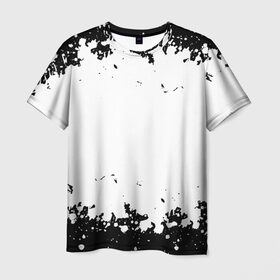 Мужская футболка 3D с принтом БРЫЗГИ КРАСКИ в Новосибирске, 100% полиэфир | прямой крой, круглый вырез горловины, длина до линии бедер | black | color | paint | white | белый | капли | краска | пятна | разводы | текстура | цвет | черный