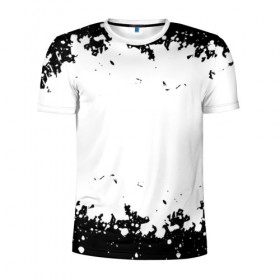 Мужская футболка 3D спортивная с принтом БРЫЗГИ КРАСКИ в Новосибирске, 100% полиэстер с улучшенными характеристиками | приталенный силуэт, круглая горловина, широкие плечи, сужается к линии бедра | black | color | paint | white | белый | капли | краска | пятна | разводы | текстура | цвет | черный