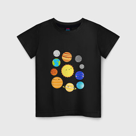Детская футболка хлопок с принтом Космос в Новосибирске, 100% хлопок | круглый вырез горловины, полуприлегающий силуэт, длина до линии бедер | Тематика изображения на принте: космос | планеты | солнечная система
