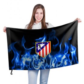 Флаг 3D с принтом ATLETICO MADRID в Новосибирске, 100% полиэстер | плотность ткани — 95 г/м2, размер — 67 х 109 см. Принт наносится с одной стороны | атлетико мадрид | эмблема