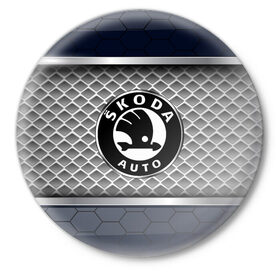 Значок с принтом SKODA SPORT в Новосибирске,  металл | круглая форма, металлическая застежка в виде булавки | Тематика изображения на принте: auto | car | skoda | авто | автомобиль | машина