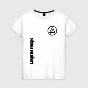 Женская футболка хлопок с принтом Linkin Park в Новосибирске, 100% хлопок | прямой крой, круглый вырез горловины, длина до линии бедер, слегка спущенное плечо | bennington | chester | linkin park | альтернативный | беннингтон | группа | ленкин | линкин | майк | метал | музыкант | ню | нюметал | парк | певец | рок | рэп | честер | электроник