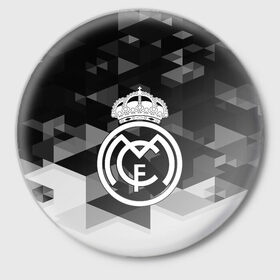 Значок с принтом FC Real Madrid sport geometry в Новосибирске,  металл | круглая форма, металлическая застежка в виде булавки | Тематика изображения на принте: abstraction | championship | fc | football | footer | polygon | real madrid | soccer | socker | sport | абстракция | одежда | спорт | спортивный | униформа | футбол | футбольный клуб | чемпионат