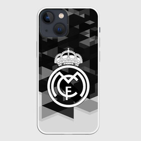 Чехол для iPhone 13 mini с принтом FC Real Madrid sport geometry в Новосибирске,  |  | Тематика изображения на принте: abstraction | championship | fc | football | footer | polygon | real madrid | soccer | socker | sport | абстракция | одежда | спорт | спортивный | униформа | футбол | футбольный клуб | чемпионат