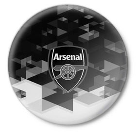 Значок с принтом FC Arsenal sport geometry 2018 в Новосибирске,  металл | круглая форма, металлическая застежка в виде булавки | 