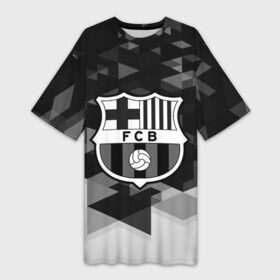 Платье-футболка 3D с принтом FC Barcelona sport geometry в Новосибирске,  |  | abstraction | barcelona | championship | fc | football | footer | polygon | soccer | socker | sport | абстракция | одежда | спорт | спортивный | униформа | футбол | футбольный клуб | чемпионат