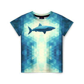 Детская футболка 3D с принтом Акула в Новосибирске, 100% гипоаллергенный полиэфир | прямой крой, круглый вырез горловины, длина до линии бедер, чуть спущенное плечо, ткань немного тянется | Тематика изображения на принте: shark | водолаз | гарпун | глубина | дельфин | злость | зубы | кит | кровь | курорт | лето | море | океан | отдых | охота | плавник | пляж | риф | рыба | хищник | челюсти | челюсть