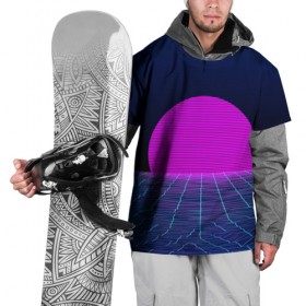 Накидка на куртку 3D с принтом Солнце в Новосибирске, 100% полиэстер |  | 3d | cgi | digital art | music | retro | vaporwave | абстракция | вейпорвейв | геометрия | музыка | ретро