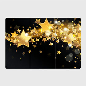 Магнитный плакат 3Х2 с принтом Золотые звездочки в Новосибирске, Полимерный материал с магнитным слоем | 6 деталей размером 9*9 см | Тематика изображения на принте: 3d | звездочки | звезды | золото | золотые звездочки | картинка | черный фон