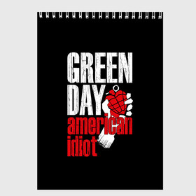 Скетчбук с принтом Green Day American Idiot в Новосибирске, 100% бумага
 | 48 листов, плотность листов — 100 г/м2, плотность картонной обложки — 250 г/м2. Листы скреплены сверху удобной пружинной спиралью | green day | punk rock | билли джо армстронг | панк рок