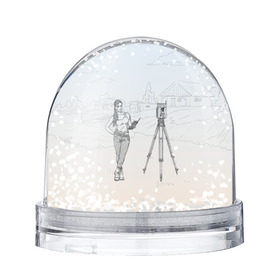 Водяной шар с принтом Девушка с контроллером в Новосибирске, Пластик | Изображение внутри шара печатается на глянцевой фотобумаге с двух сторон | Тематика изображения на принте: surveyor | геодезист | геодезия | кадастр