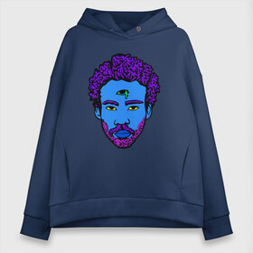 Женское худи Oversize хлопок с принтом Childish Gambino в Новосибирске, френч-терри — 70% хлопок, 30% полиэстер. Мягкий теплый начес внутри —100% хлопок | боковые карманы, эластичные манжеты и нижняя кромка, капюшон на магнитной кнопке | Тематика изображения на принте: childish gambino | donald glover | mcdj | rap | this is america | дональд гловер | рэп