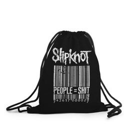 Рюкзак-мешок 3D с принтом Slipknot People в Новосибирске, 100% полиэстер | плотность ткани — 200 г/м2, размер — 35 х 45 см; лямки — толстые шнурки, застежка на шнуровке, без карманов и подкладки | Тематика изображения на принте: alternative | iowa | metal | nu | slipknot | slipnot | taylor | метал | слипкнот | слипнот