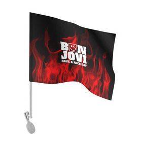 Флаг для автомобиля с принтом BON JOVI в Новосибирске, 100% полиэстер | Размер: 30*21 см | bon jovi | альтернативный хип хоп | группа | инди поп | музыка | музыкальное произведение | ноты | регги | рок | синти поп