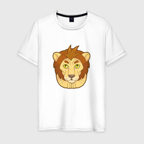 Мужская футболка хлопок с принтом Лев в Новосибирске, 100% хлопок | прямой крой, круглый вырез горловины, длина до линии бедер, слегка спущенное плечо. | животное | кошка | лев | хищник