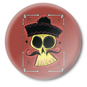 Значок с принтом Dia de los Muertos в Новосибирске,  металл | круглая форма, металлическая застежка в виде булавки | череп