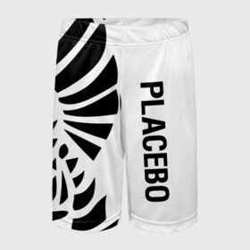Детские спортивные шорты 3D с принтом Placebo в Новосибирске,  100% полиэстер
 | пояс оформлен широкой мягкой резинкой, ткань тянется
 | placebo | альтернативный | инди | индирок | плацебо | рок