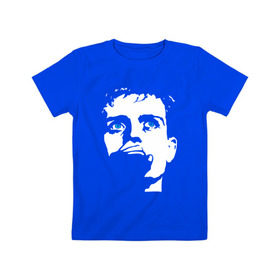 Детская футболка хлопок с принтом Ian Curtis в Новосибирске, 100% хлопок | круглый вырез горловины, полуприлегающий силуэт, длина до линии бедер | Тематика изображения на принте: ian curtis | joy division | rock | unknown pleasures | иэн кёртис | рок